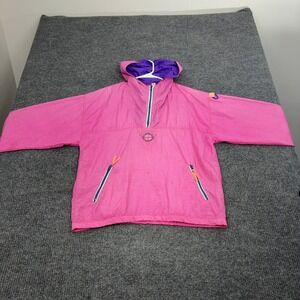 Vintage Wilson Windbreaker Mens M Pink Purple Quarter Zip Hooded Pullover Sport